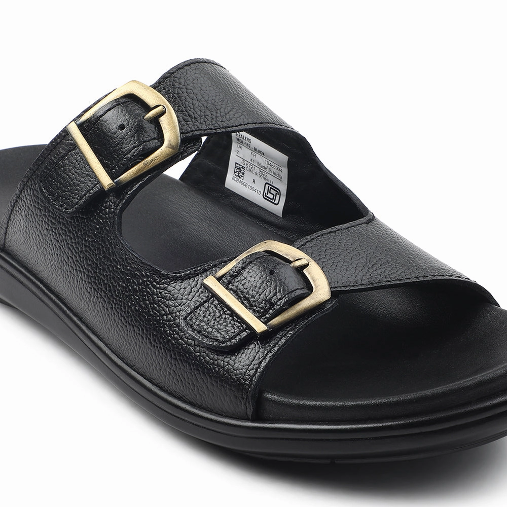 Healers Black Casual Sandal For Men MDL-11E By Liberty Ecco Yucatan Sandals