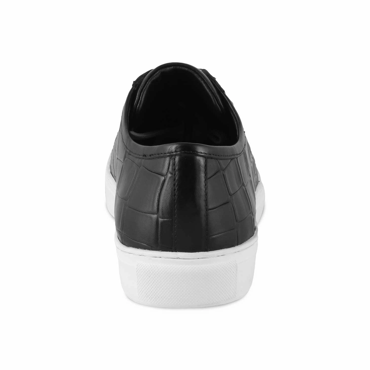 The Krun Black Men's Sneakers Tresmode Slip On Leather Sneakers
