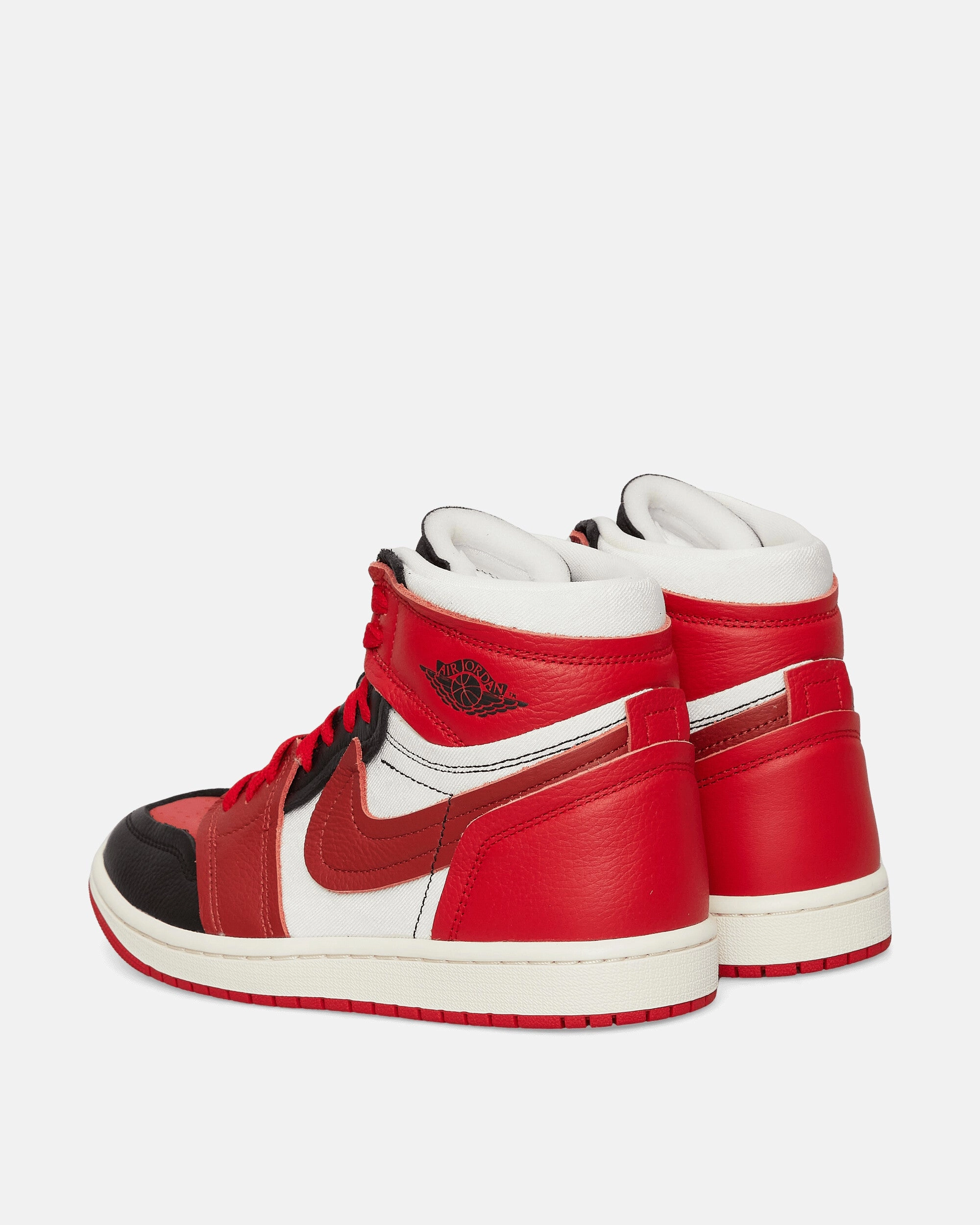 Women's Air Jordan 1 High Method of Make Sneakers Sport Red / Dune Red Wearing Sneakers Without Socks