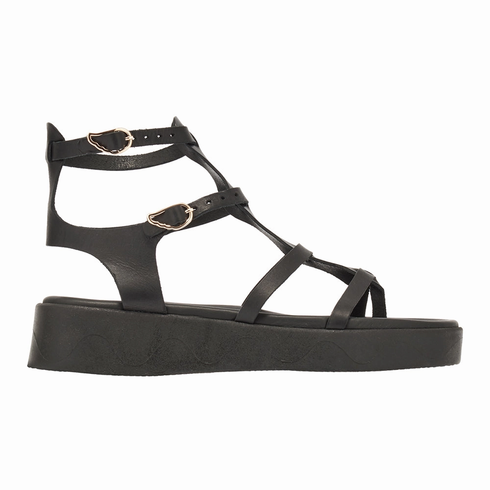 Stephanie Wave Black Cute Comfy Sandals