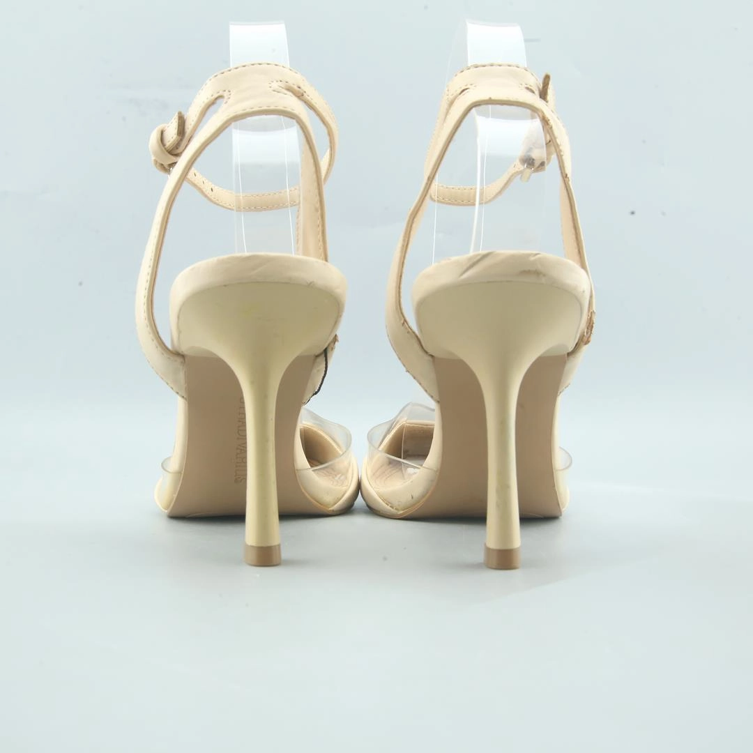 STRADIVARIUS . Leather Knee High Boots Wedge Heel