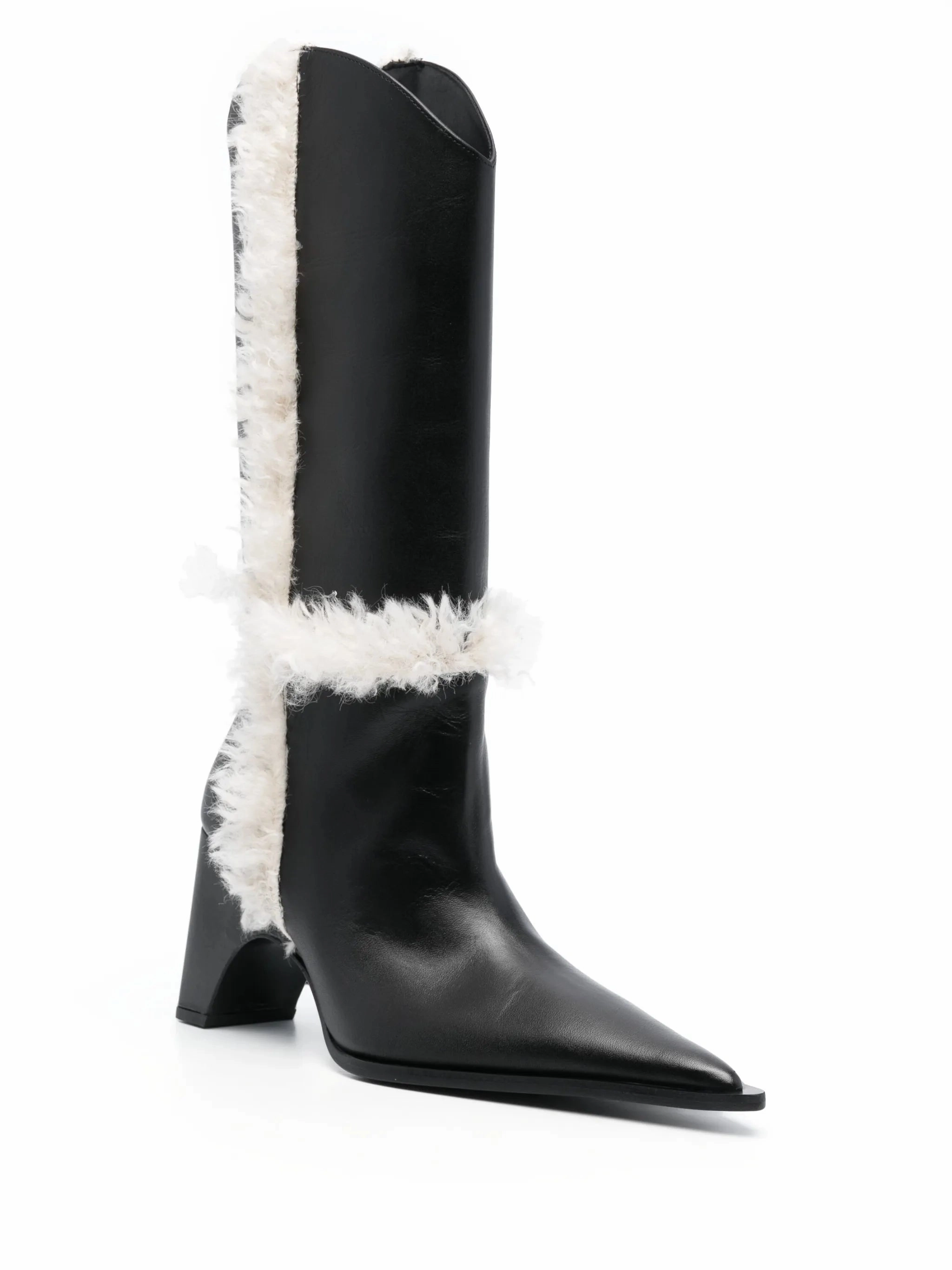 85mm shearling-detail leather boots Denim Thigh Boots