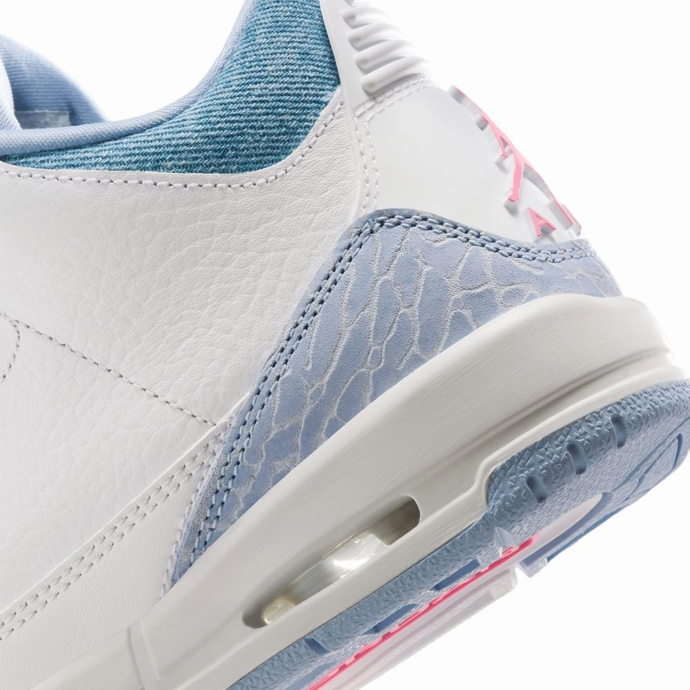 Kids Air Jordan 3 'Denim Pink Glow' Ash Sock Sneakers