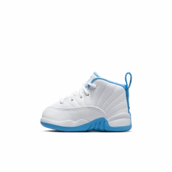 Air Jordan "12 Retro" TD - White / University Blue Running Sneakers On