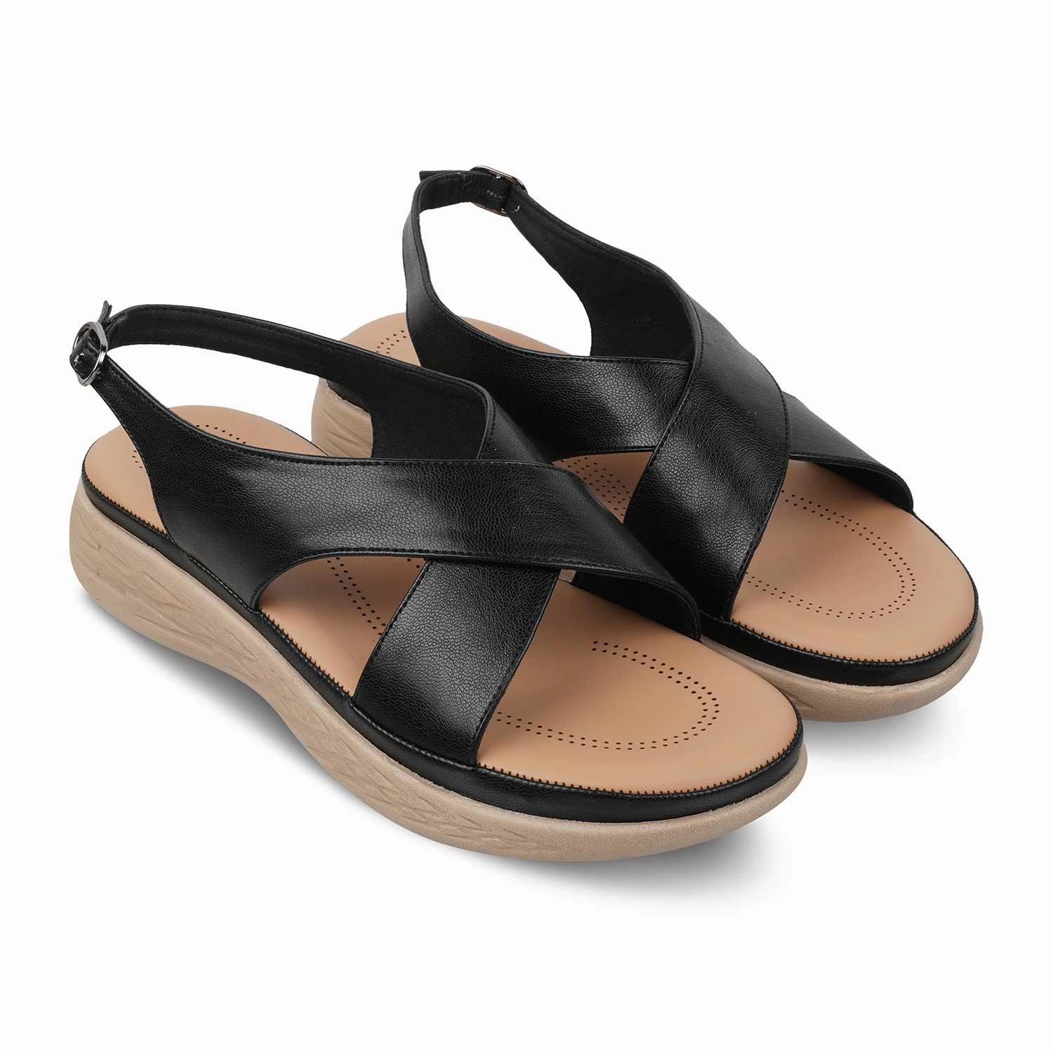 Lug Sole Sandals The Havit Black Women's Casual Wedge Sandals Tresmode