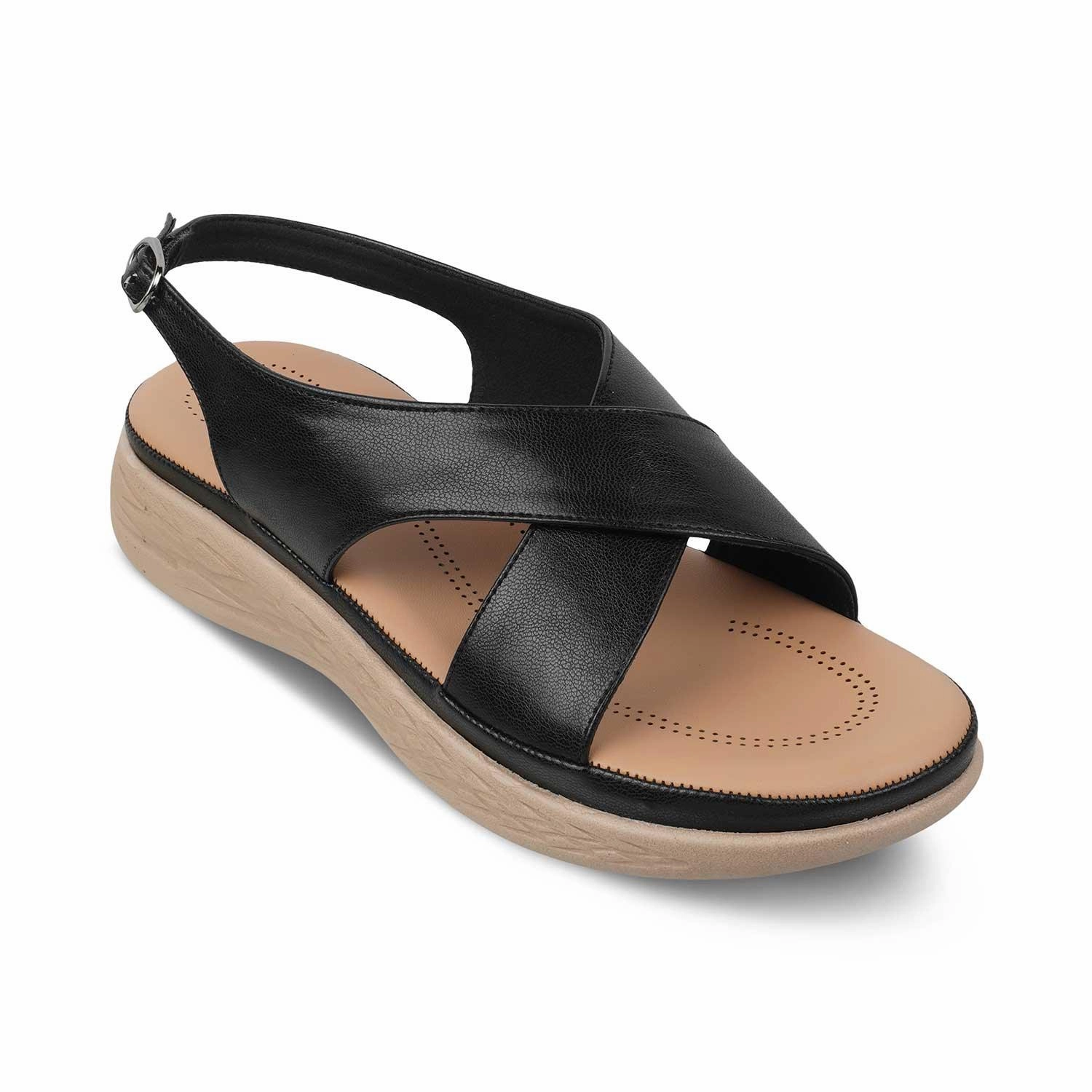 Stride Rite Sandals The Havit Black Women's Casual Wedge Sandals Tresmode