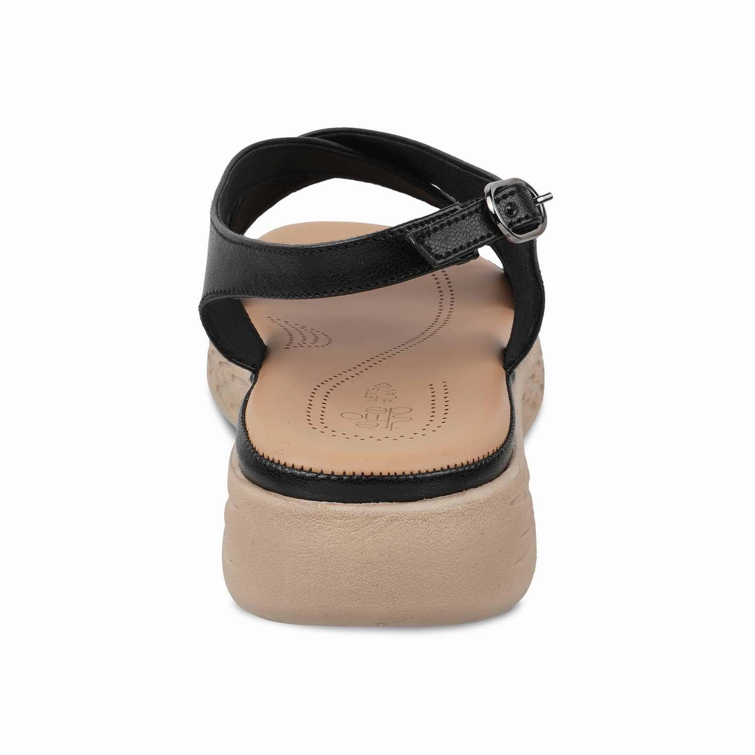 The Havit Black Women's Casual Wedge Sandals Tresmode Sandals For Wide Feet