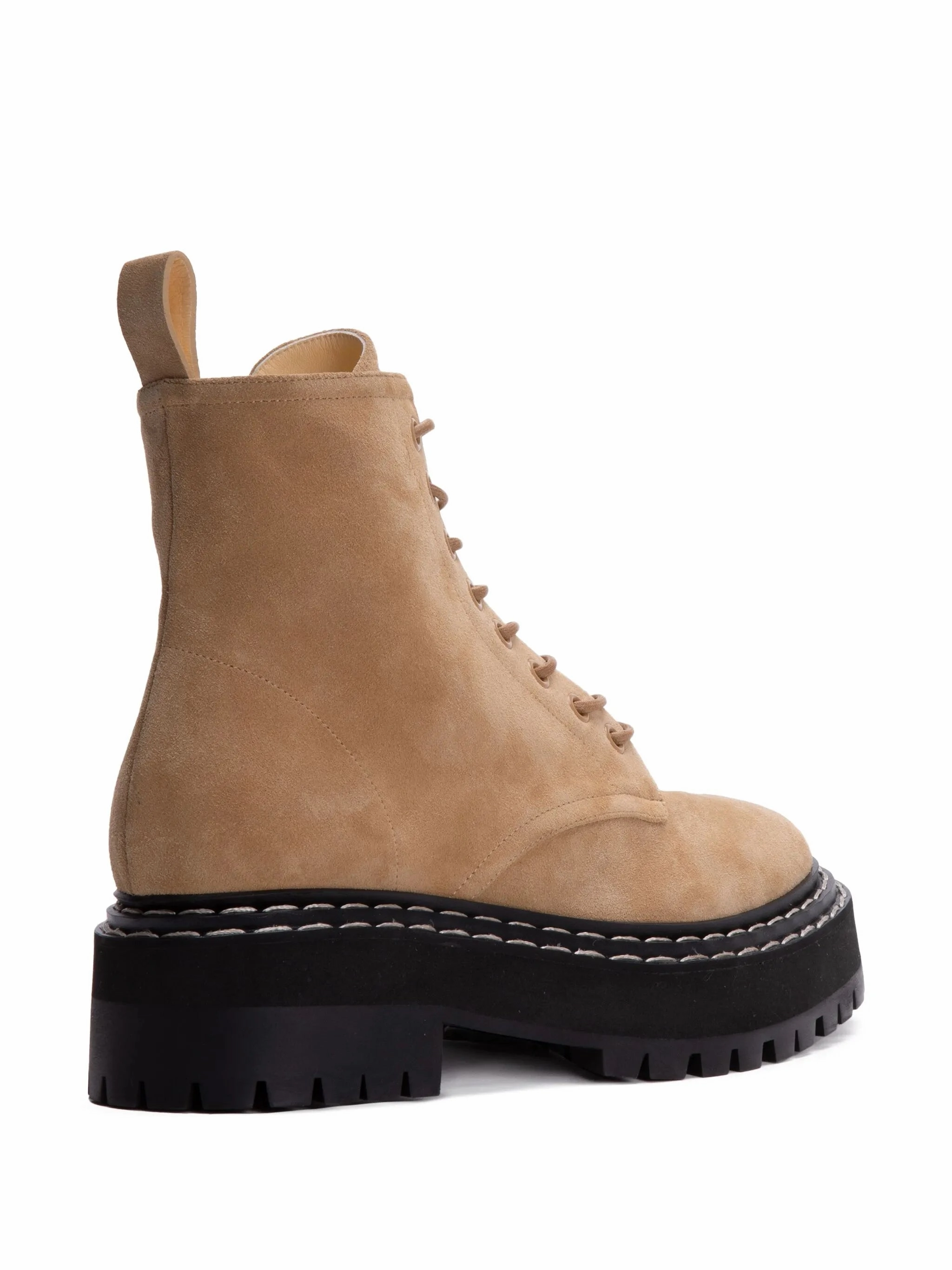 Mid Calf Combat Boots suede lace-up boots