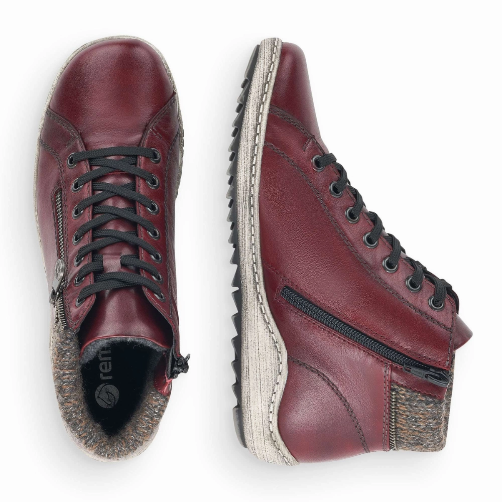 Boots High Remonte Liv 73 Burgundy Leather Boot (Women's)