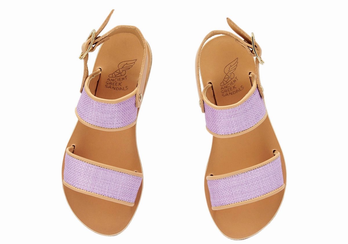 Little Clio Rafia Soft Lila/Natural Sandals With Strap