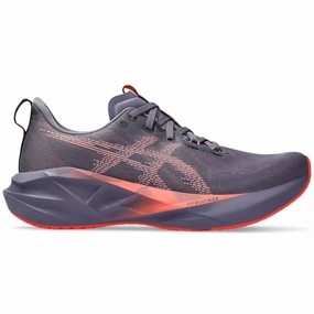 Men's Asics Novablast 5, Greyish Purple/Coral Reef, 9 D Medium Asics Gel Kayano Walking Shoes