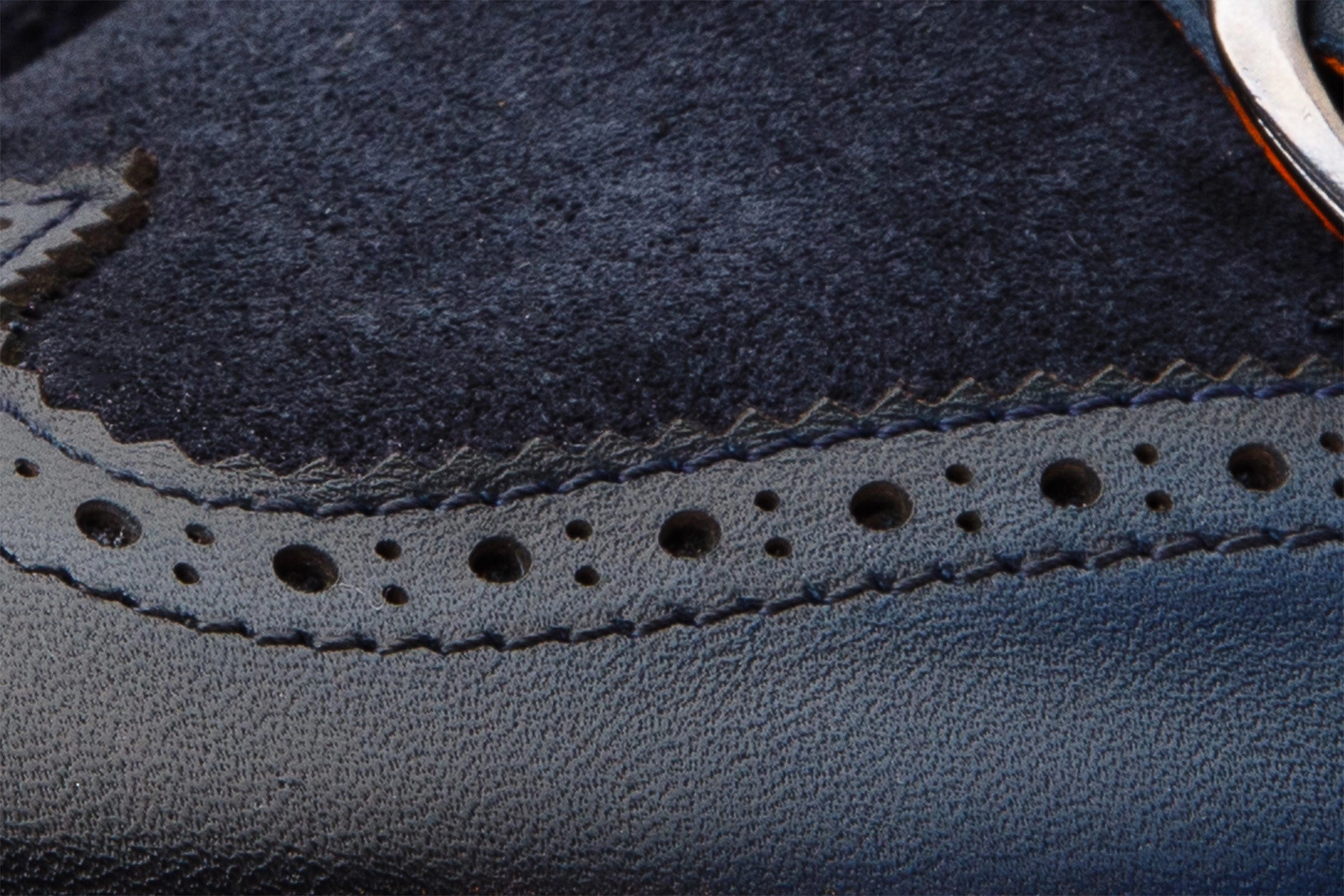 Knee High Boots Stiletto Heel The Albus Navy Blue Leather & Suede Double Strap Monk Brogue Men Boot