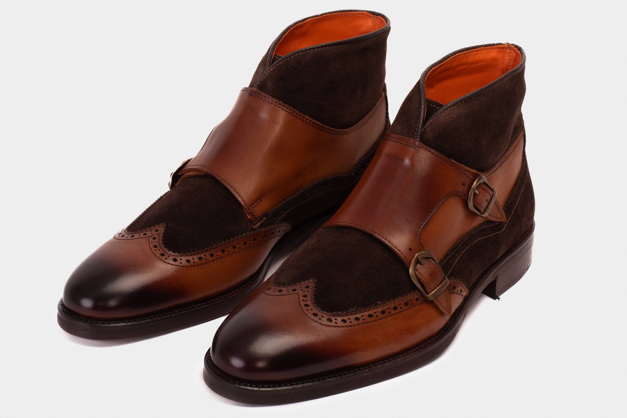 The Albus Tan Leather & Suede Double Strap Monk Brogue Men  Boot Rockies Boots