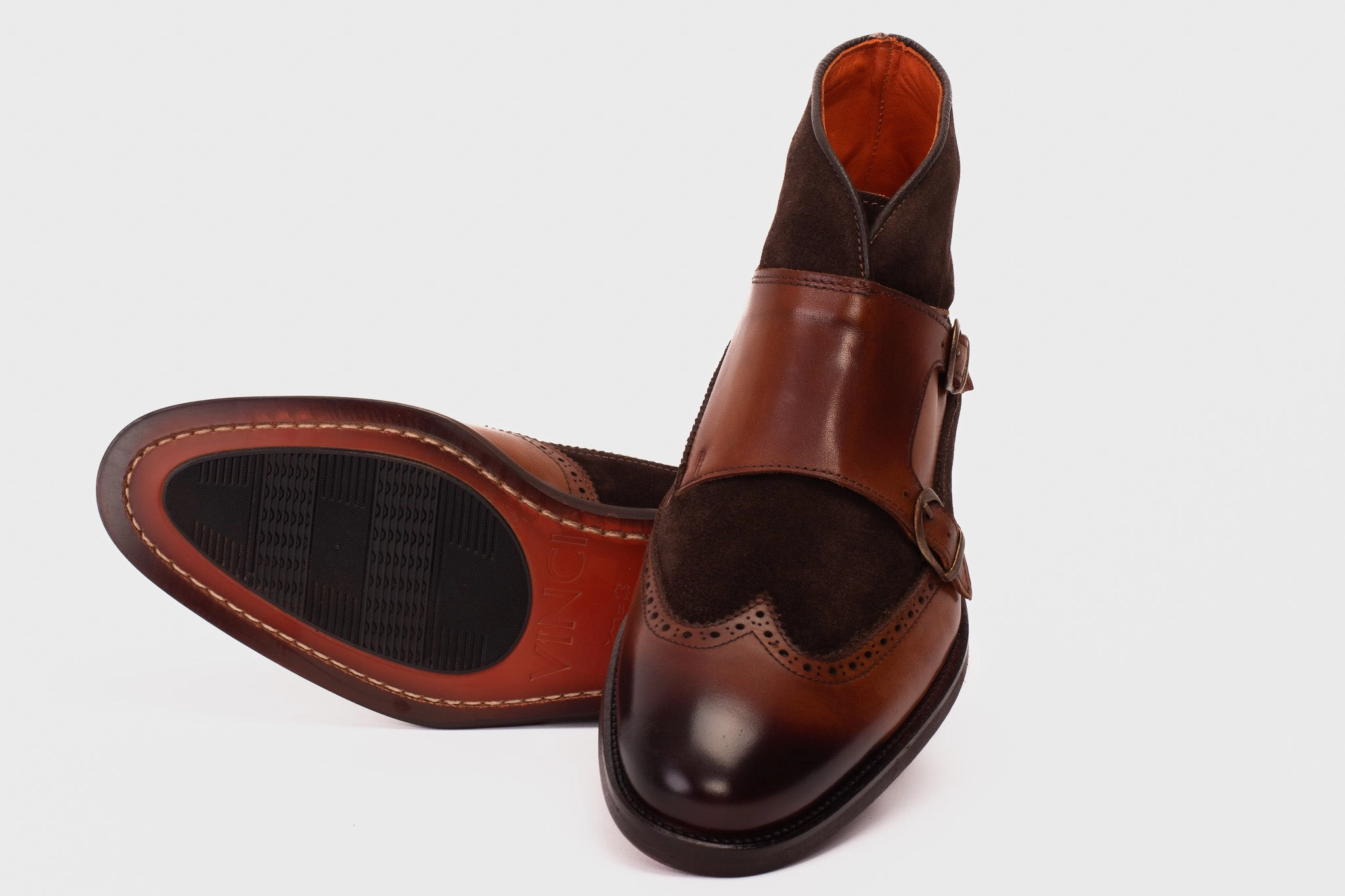 Nordic Boots The Albus Tan Leather & Suede Double Strap Monk Brogue Men  Boot