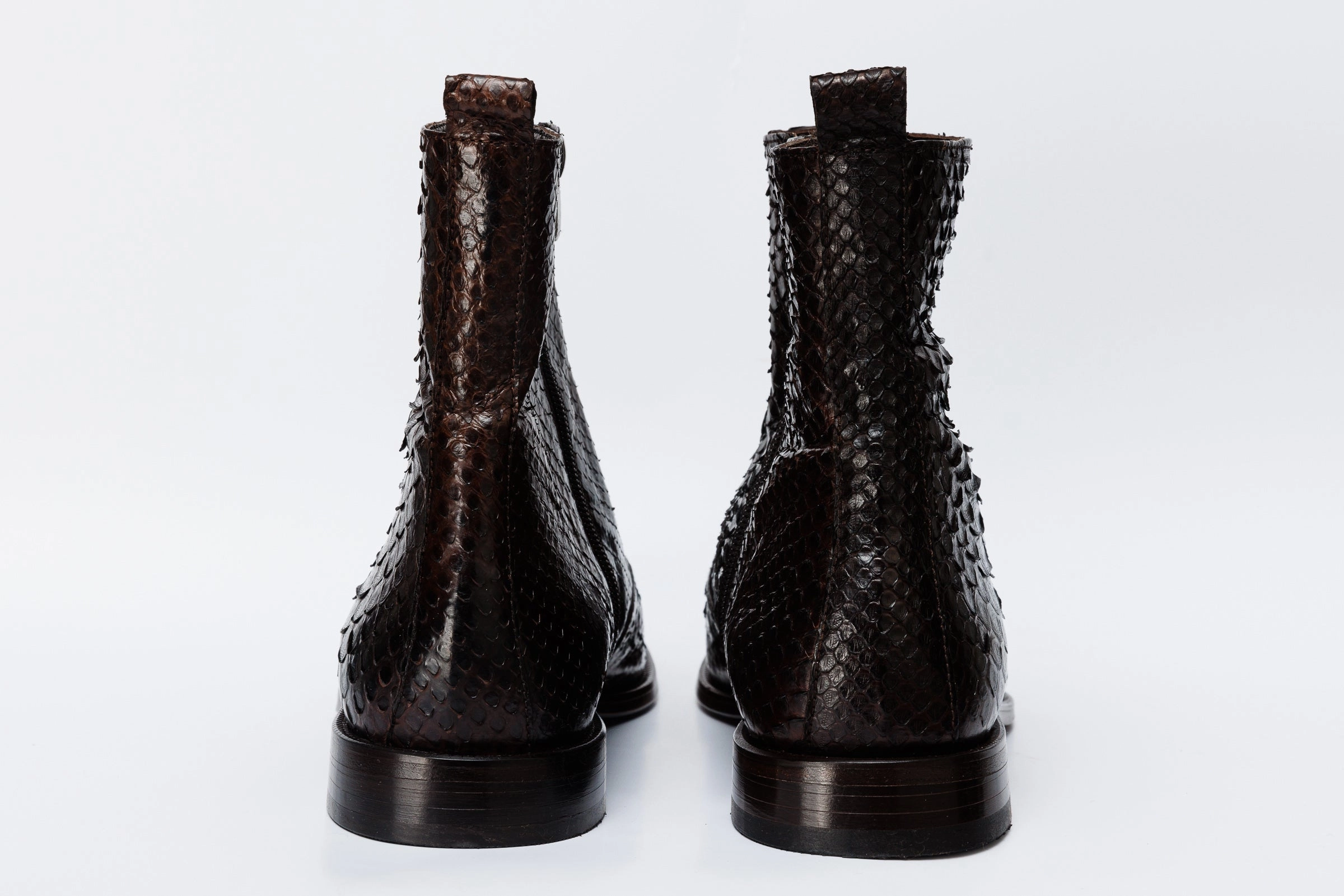 The Boss Brown Pythn Snk Zip-Up Leather Men Boot Limited Edition Breathable Steel Toe Boots