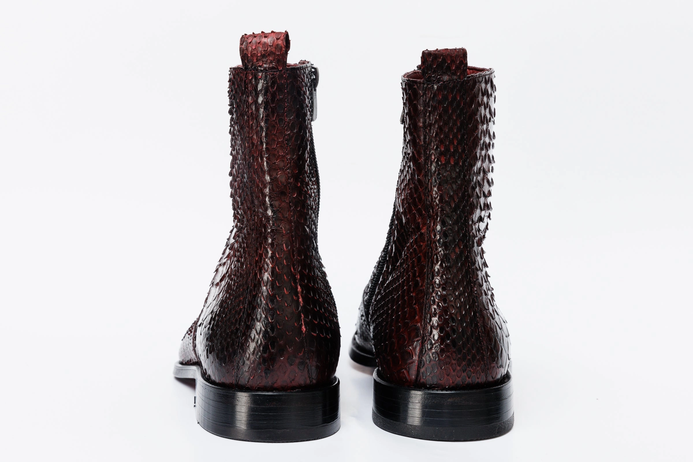 Stylish Work Boots The Boss Burgundy Pythn Snk Zip-Up Leather Men Boot Limited Edition