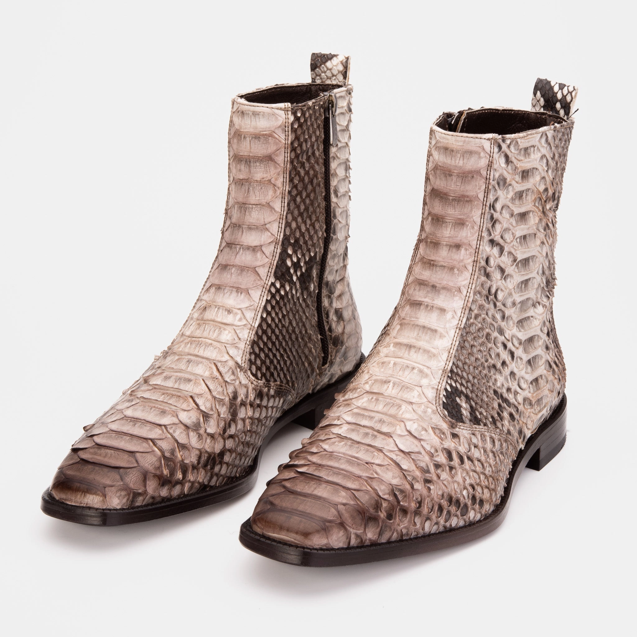 Hob Nailed Boots The Boss Natural Pythn Snk Zip-Up Leather Men Boot Limited Edition