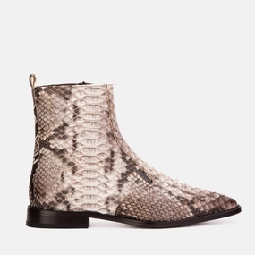 The Boss Natural Pythn Snk Zip-Up Leather Men Boot Limited Edition Rain Boots For Shoes