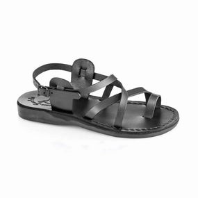 Double Buckle Sandals The Good Shepherd Buckle - Leather Toe Loop Sandal | Black