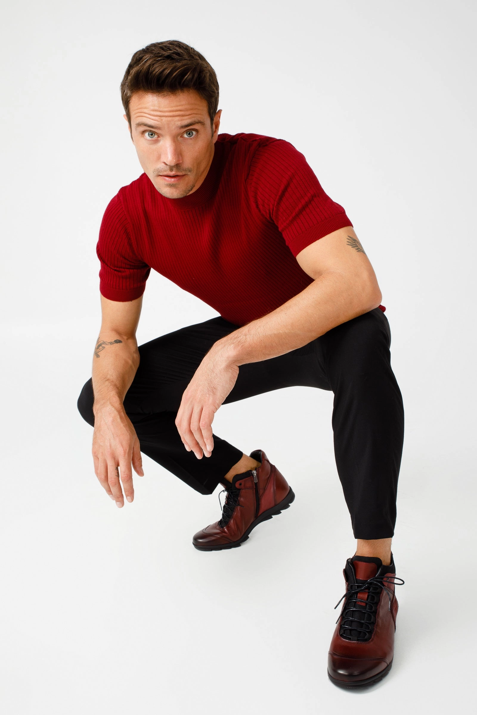 The Houston Leather Burgundy Lace-Up Casual Men Boot with a Zipper Cute Boots Winter