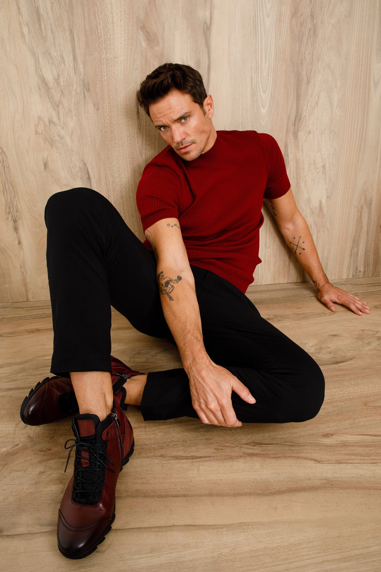 The Houston Leather Burgundy Lace-Up Casual Men Boot with a Zipper Walmart Boots Winter