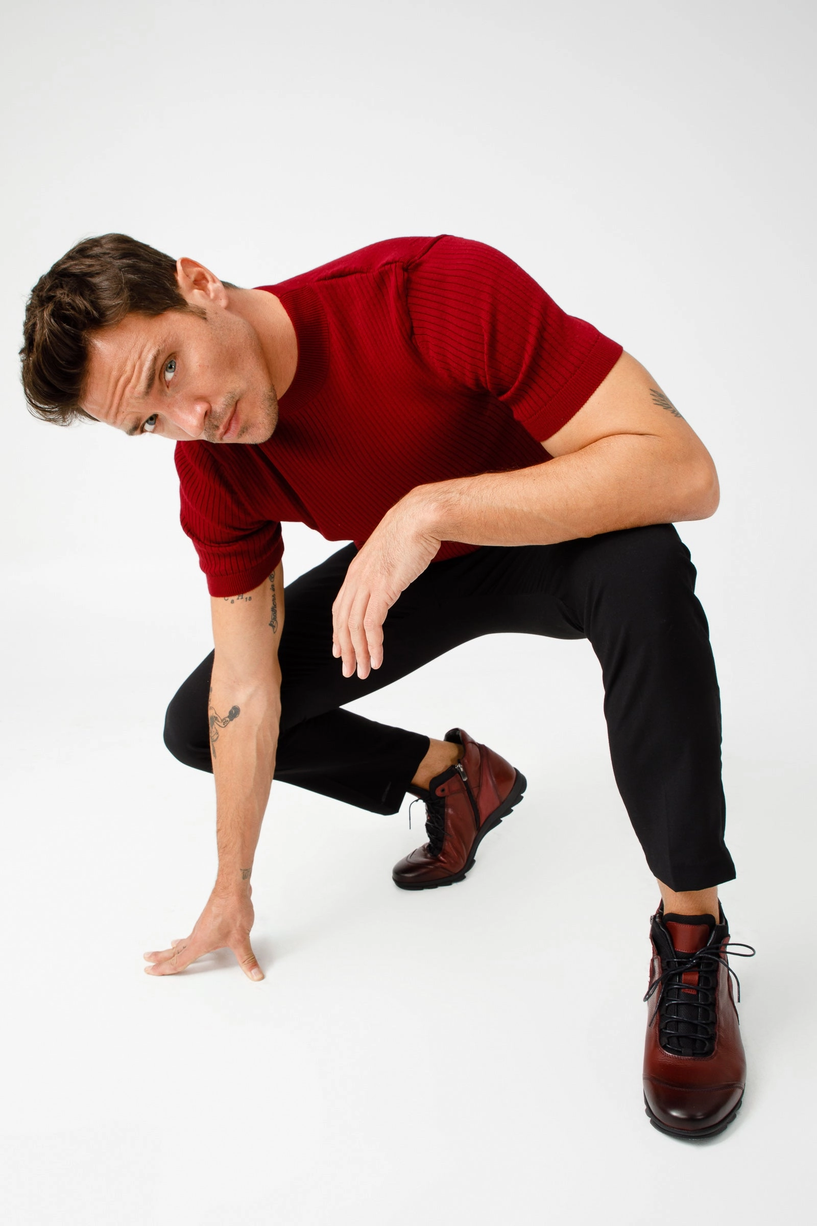 The Houston Leather Burgundy Lace-Up Casual Men Boot with a Zipper American Moccasin Boots