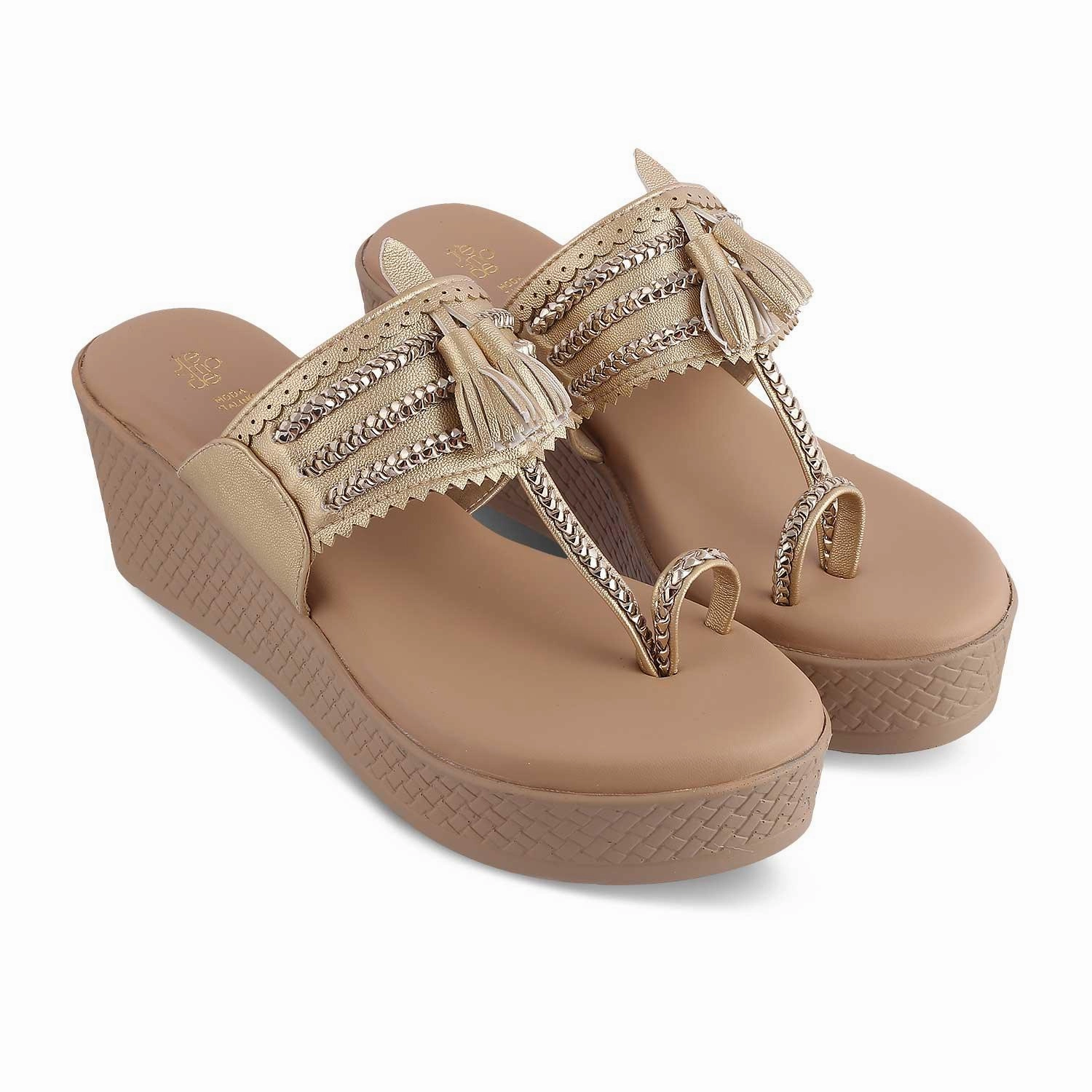 Doc Sandals The Makol Gold Women's Dress Wedge Sandals Tresmode