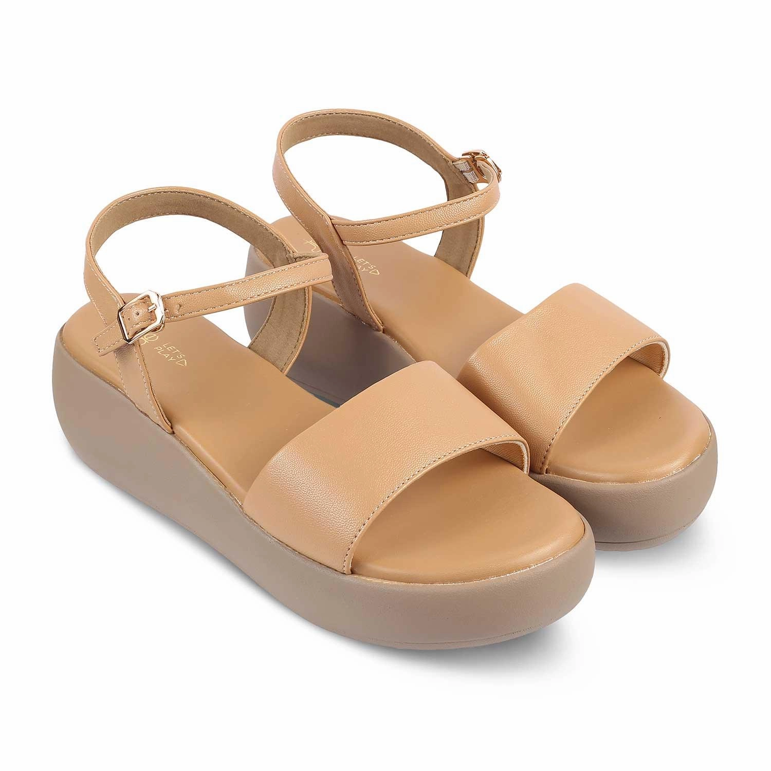 The Simpl Beige Women's Dress Wedge Sandals Tresmode Dress Sandals Reviews