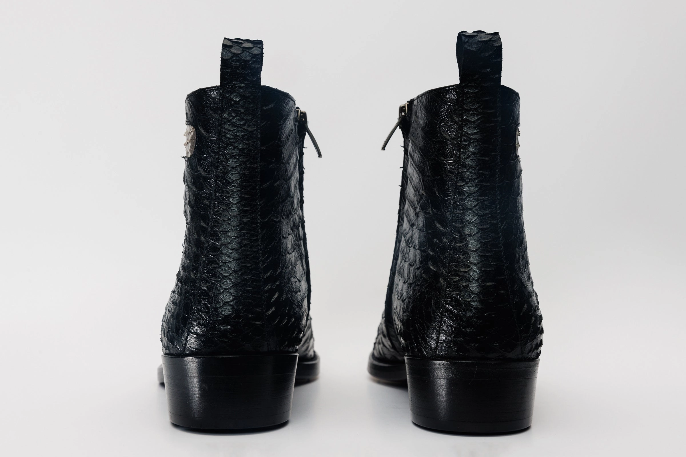 Rear Entry Ski Boots Boss Pythn Snk Black & Natural Zip-Up Leather Men Boot Limited Edition