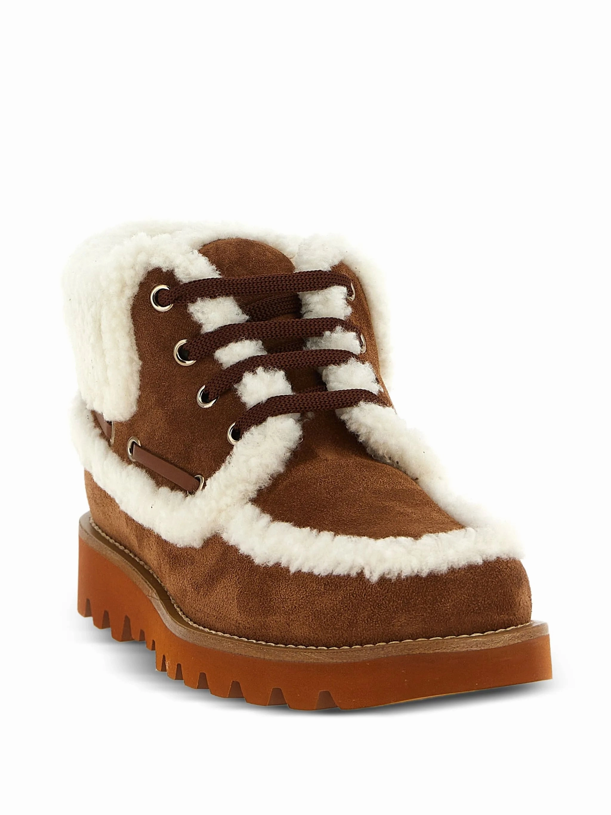 VLogo-detail lace-up leather boots Platform Knee High Boots