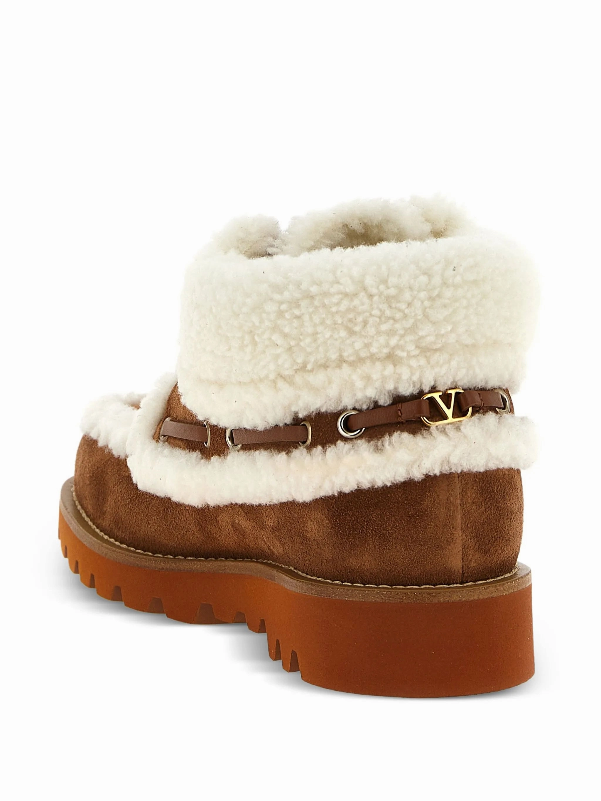 VLogo-detail lace-up leather boots Hermes Boots