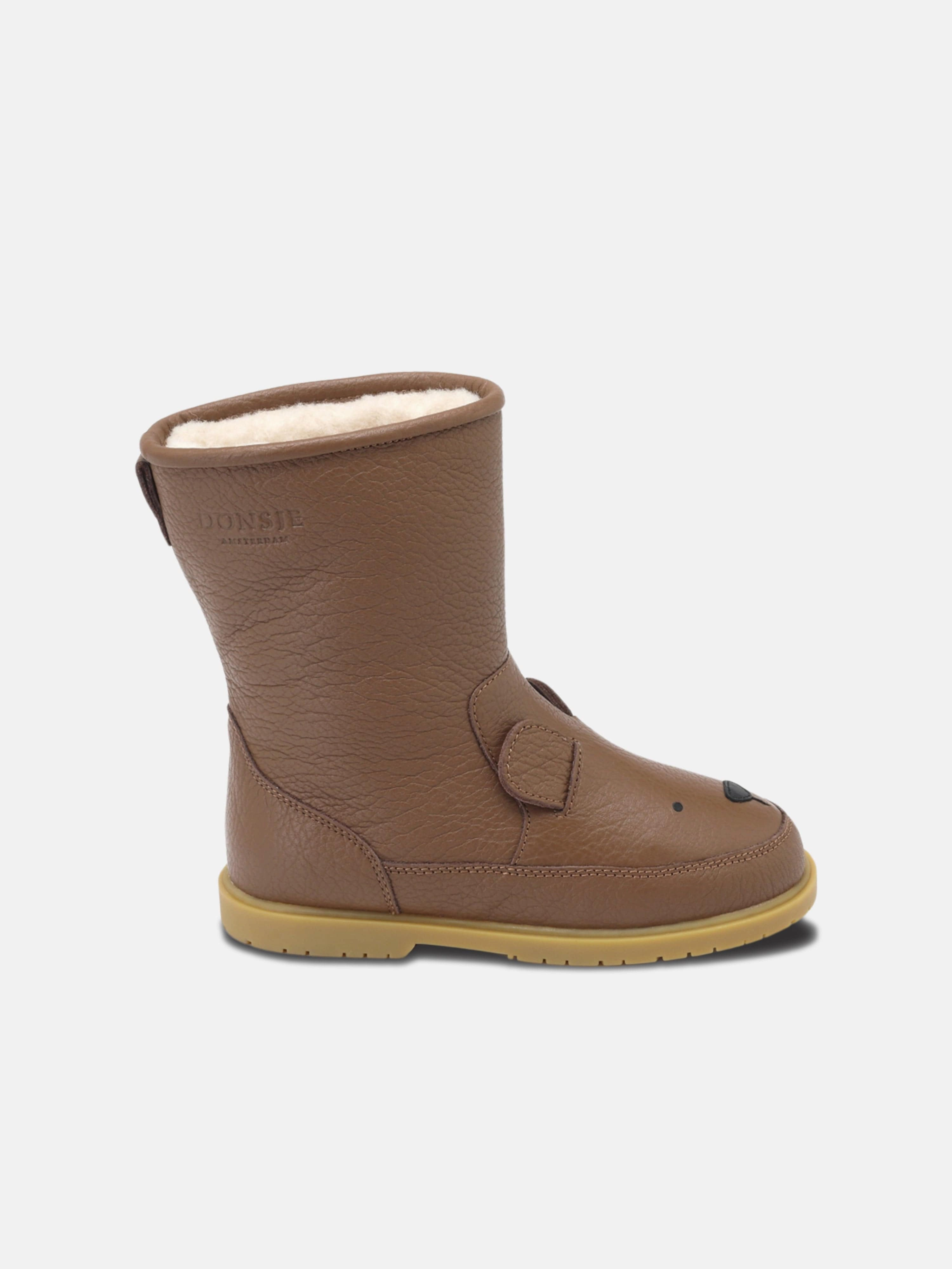 Cute Non Slip Boots Donsje Kids Wadudu Classic Bear Boots in Brown