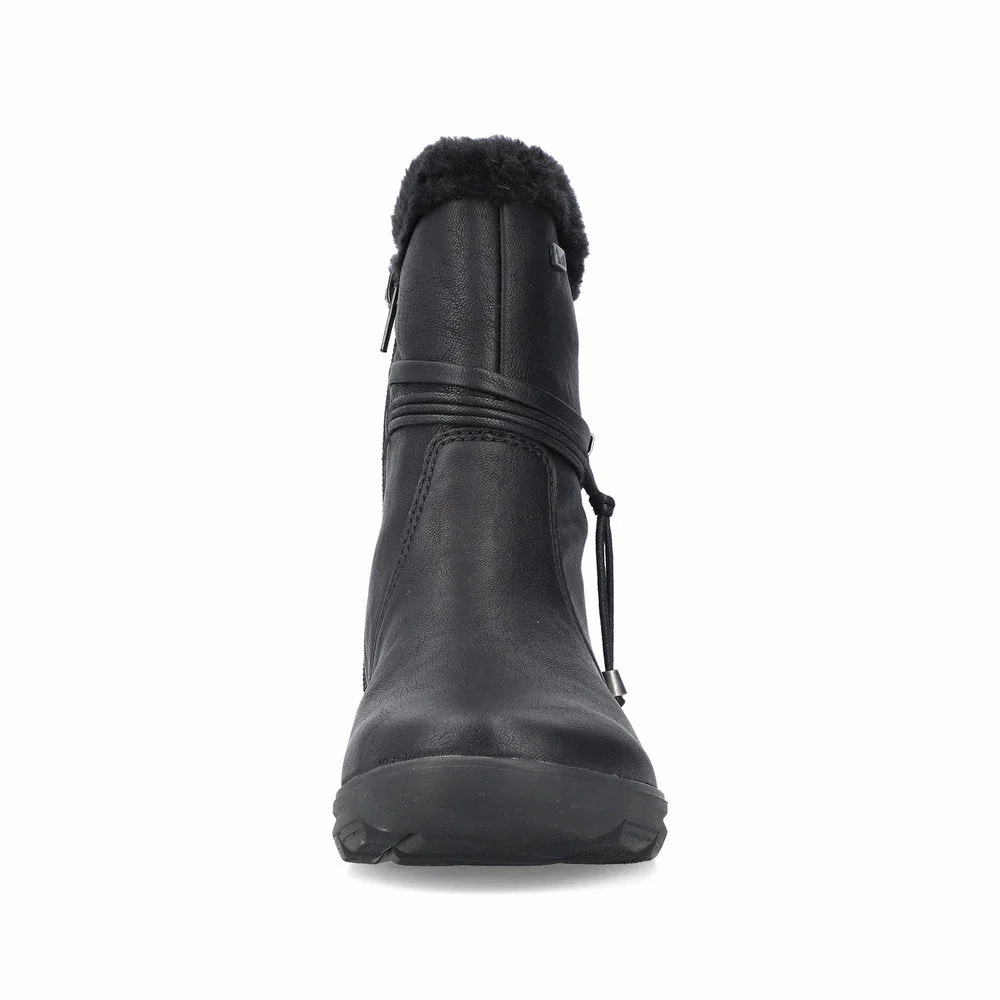 Rieker Z0070 Berta Black Leather Boot (Women's) Black Chelsea Boots