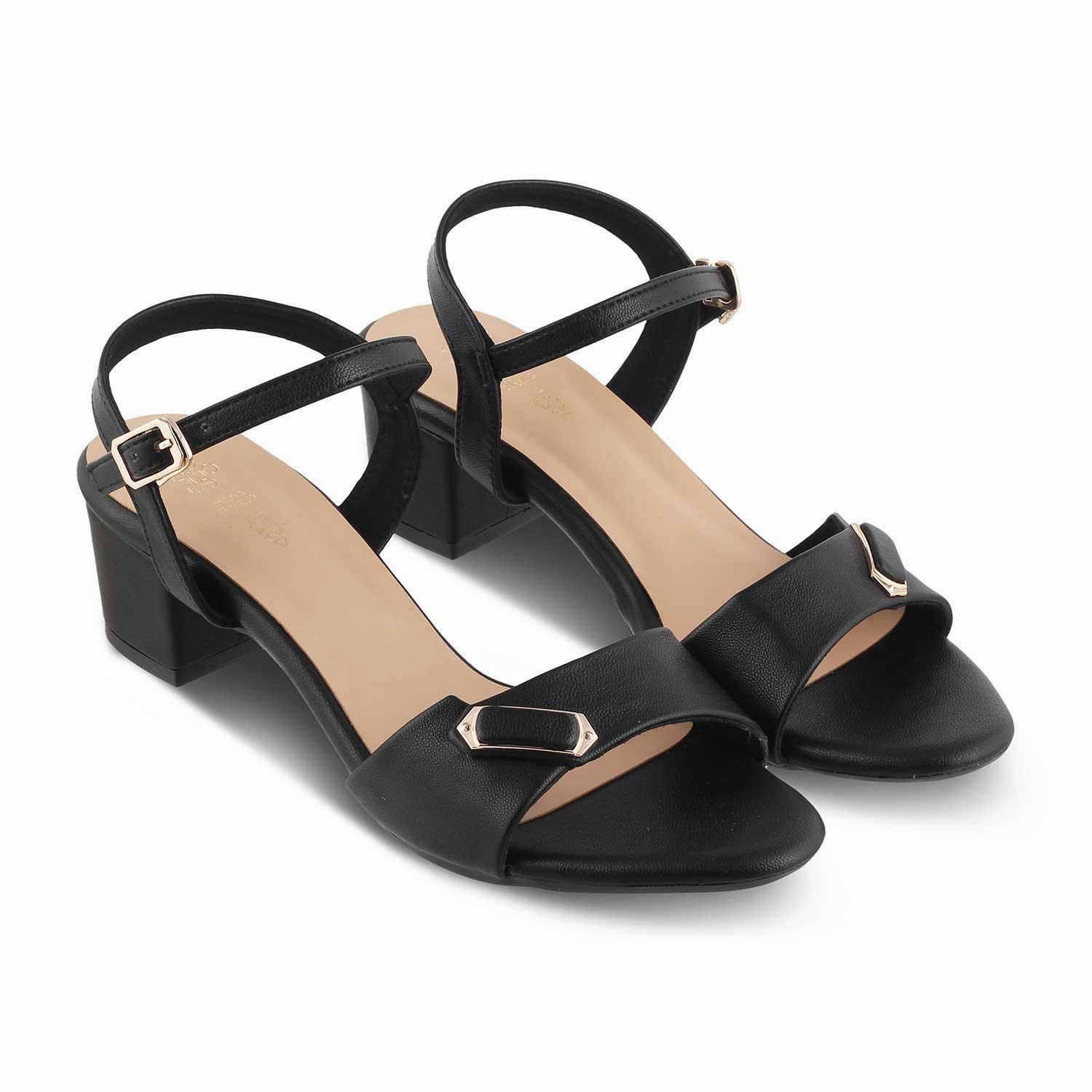 Strappy Kitten Heel Sandals The Maui Black Women's Dress Block Heel Sandals Tresmode