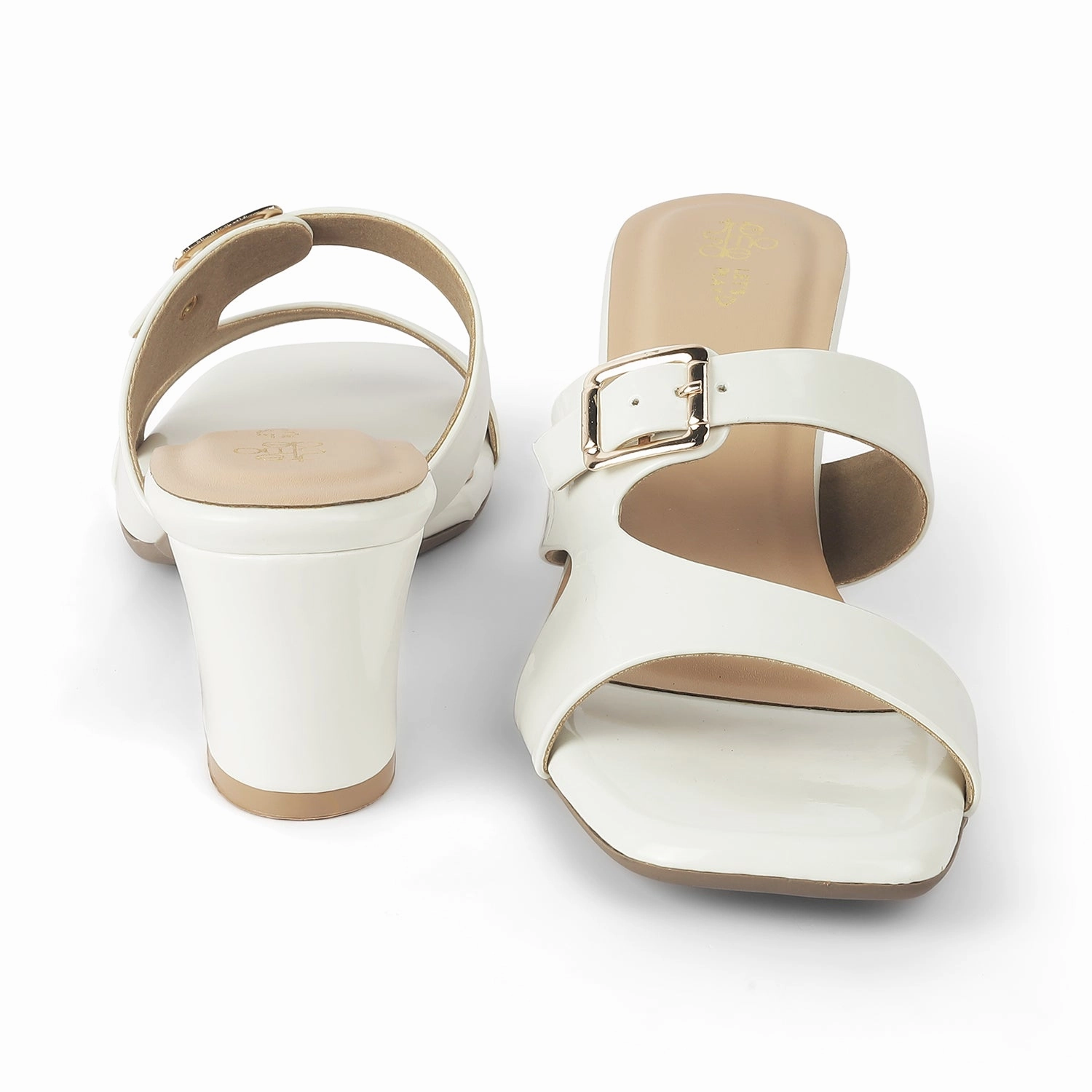 Tresmode Andal White Women's Dress Block Heel Sandals Leather Block Heel Sandals