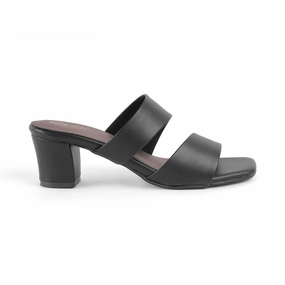 Tresmode Dejvice Black Women's Casual Block Heel Sandals Low Heel Dress Sandals