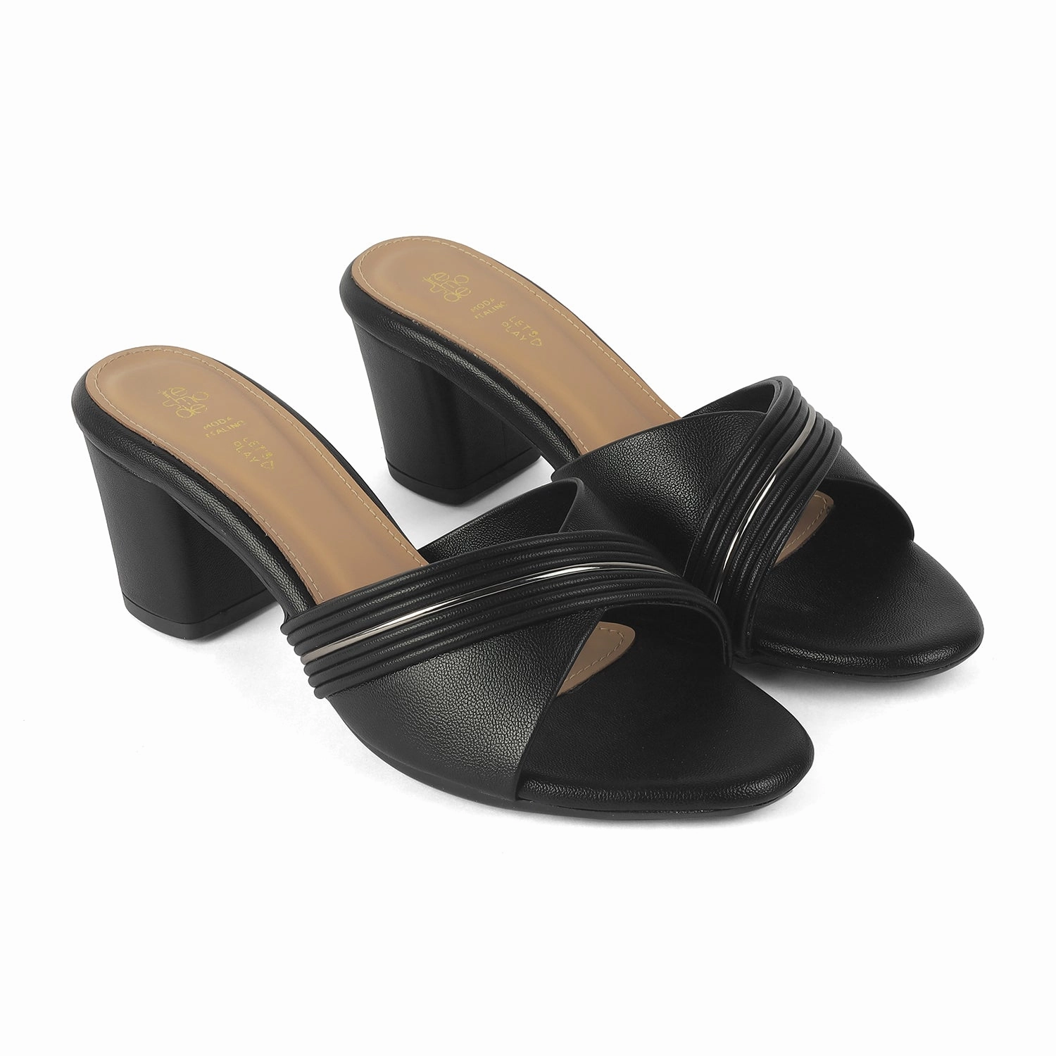 Tresmode Driv Black Women's Dress Block Heel Sandals Heel Sandals Closed Toe