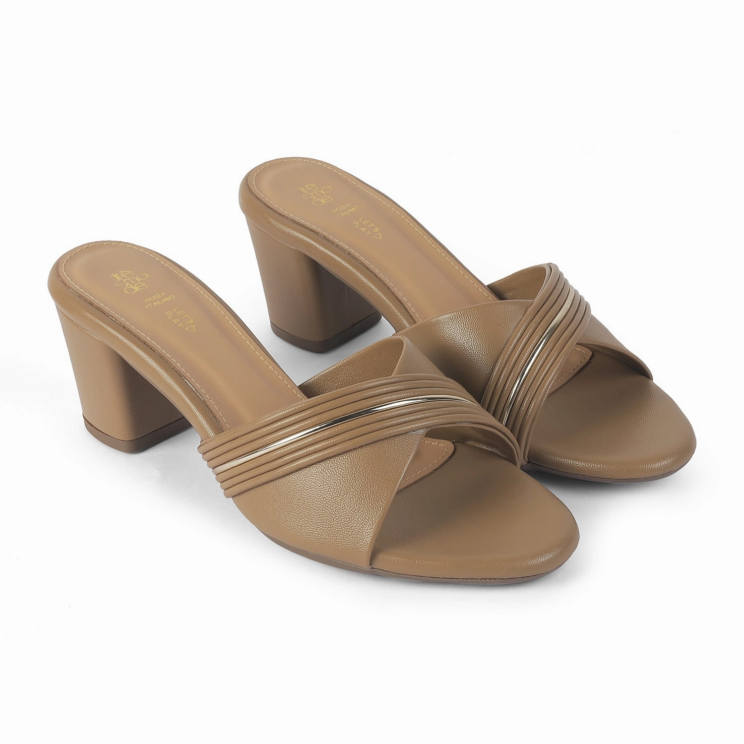 Tresmode Driv Chickoo Women's Dress Block Heel Sandals Yoga Mat Sandals