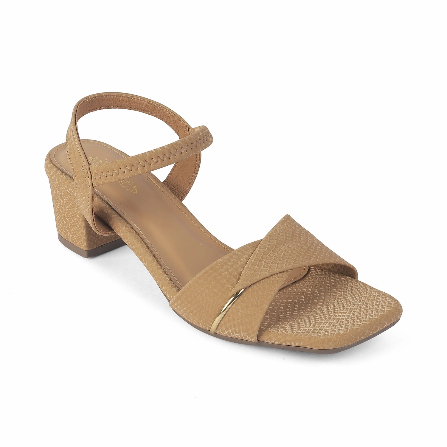 Tresmode Lux Beige Women's Dress Block Heel Sandals Stiletto Heel Sandals