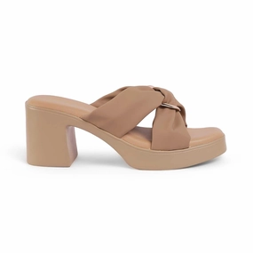 Tresmode Molin Beige Women's Dress Block Heel Sandals Toe Sandals