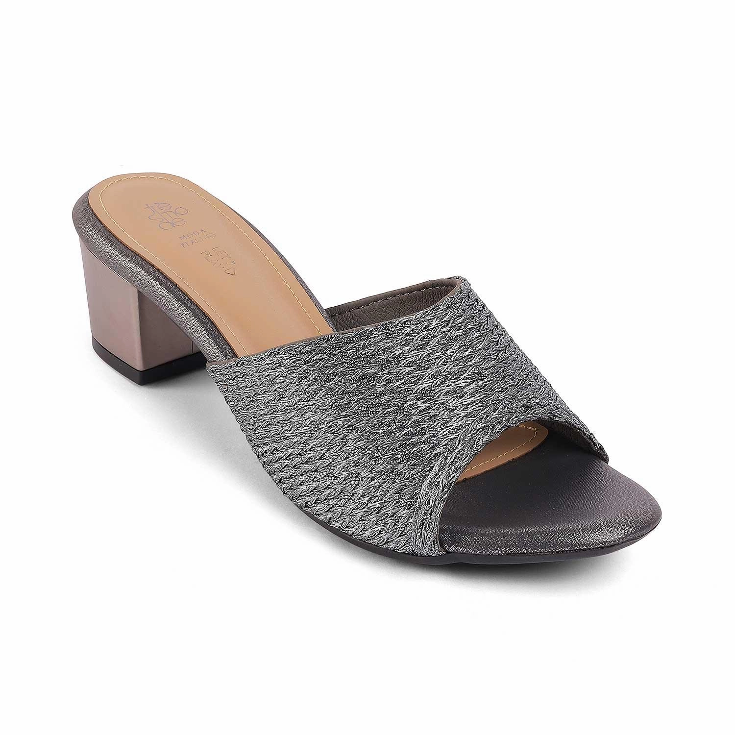 Tresmode Shimmer Pewter Women's Dress Block Heel Sandals Turks And Caicos Sandals Resort