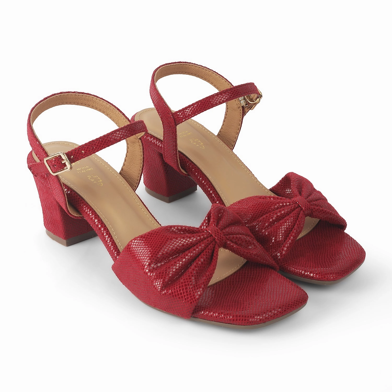 Tresmode Trenton Red Women's Dress Block Heel Sandals Clark Sandals On Sale