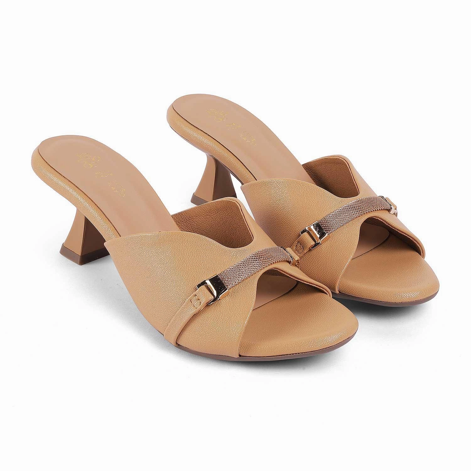Tresmode Trigger Beige Women's Dress Heel Sandals Khombu Sandals