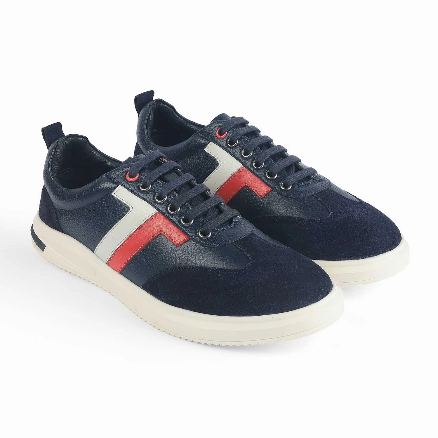 Tresmode Vorsa Blue Men's Suede Leather Sneakers Shoes To Wear With Long Casual Dresses