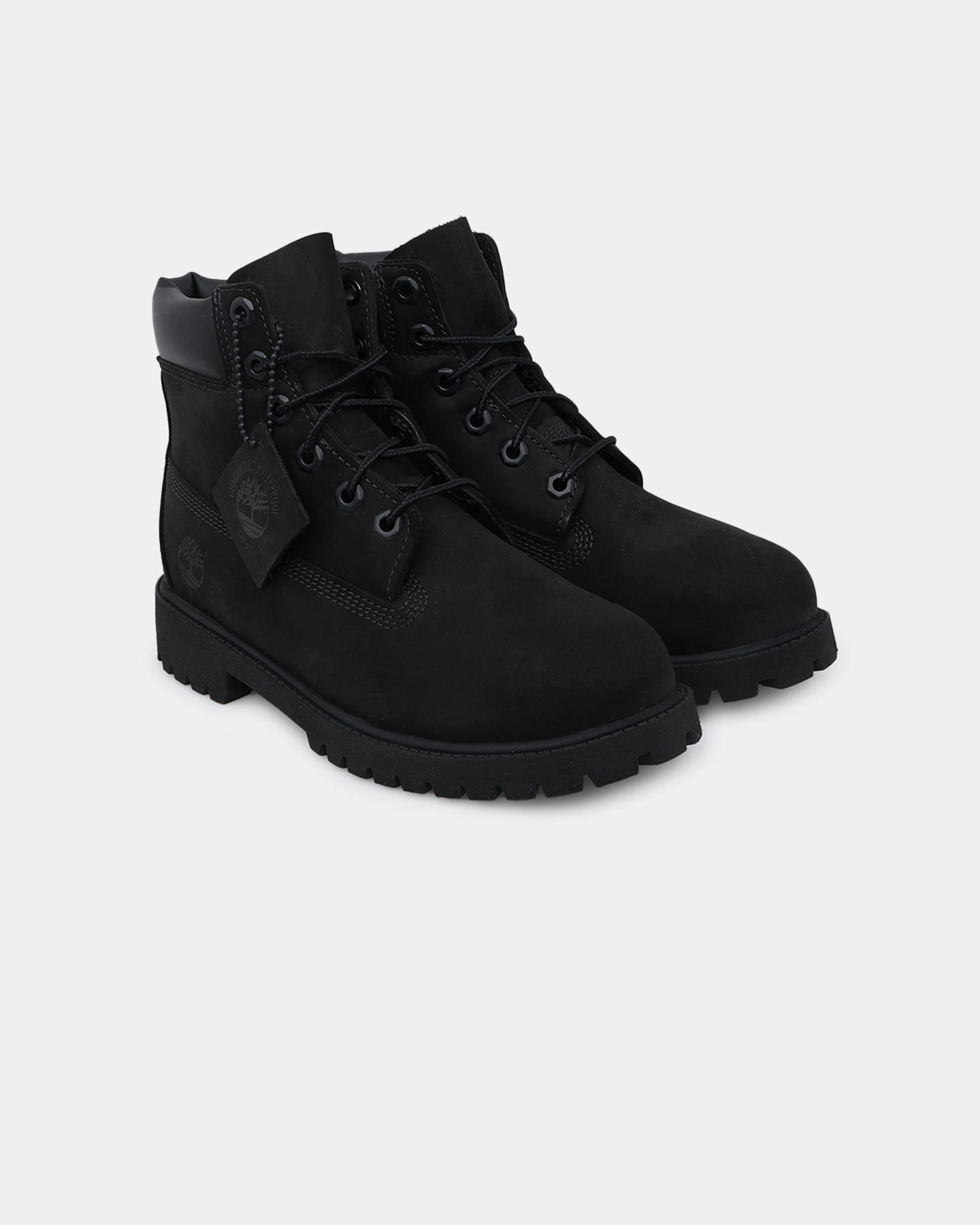 Winter Boots With Spikes Timberland Kids' 6-Inch Premium Waterproof Boot Black Nubuck 2