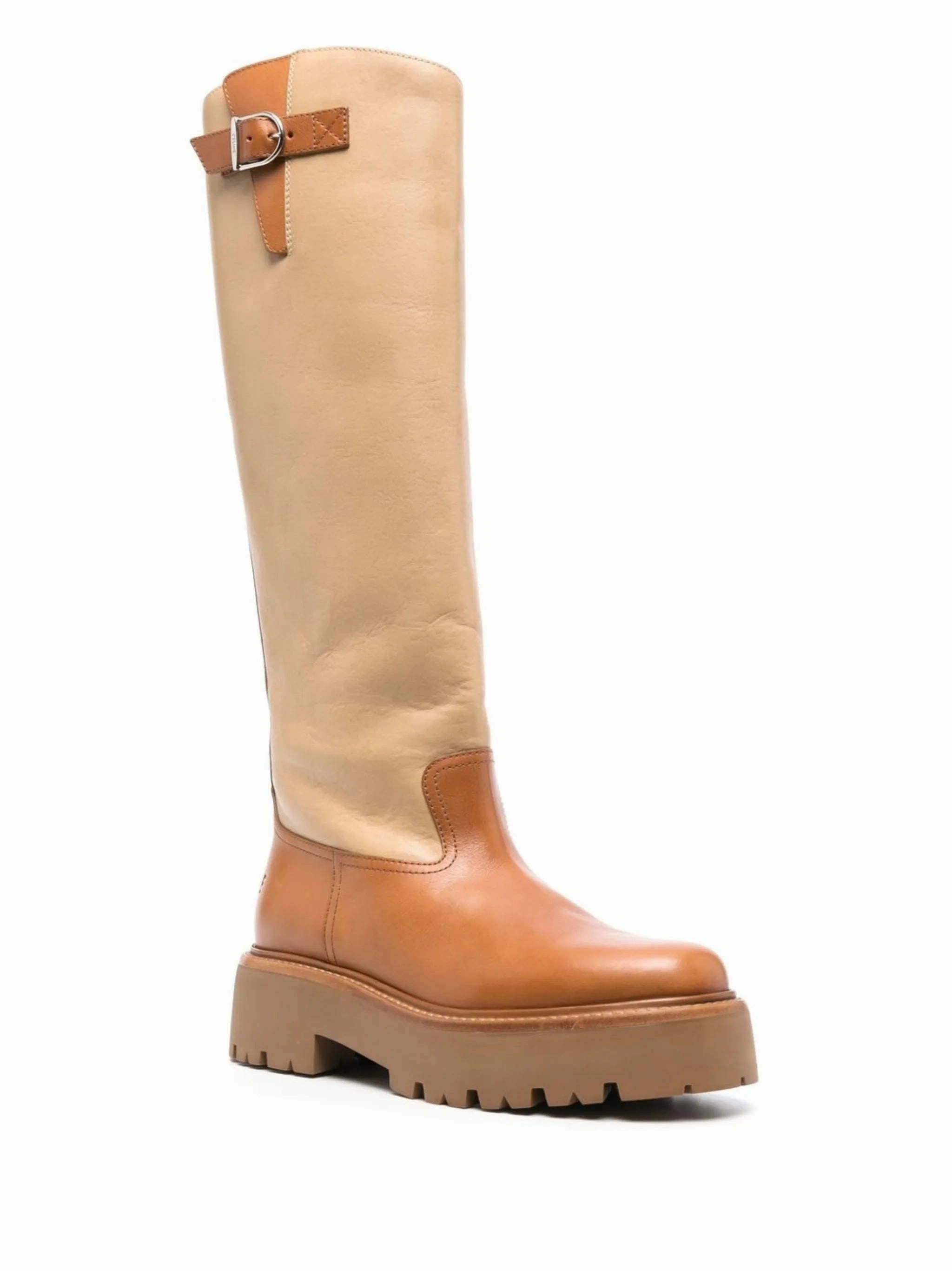 Cricket Boots Buckled knee-high leather boots