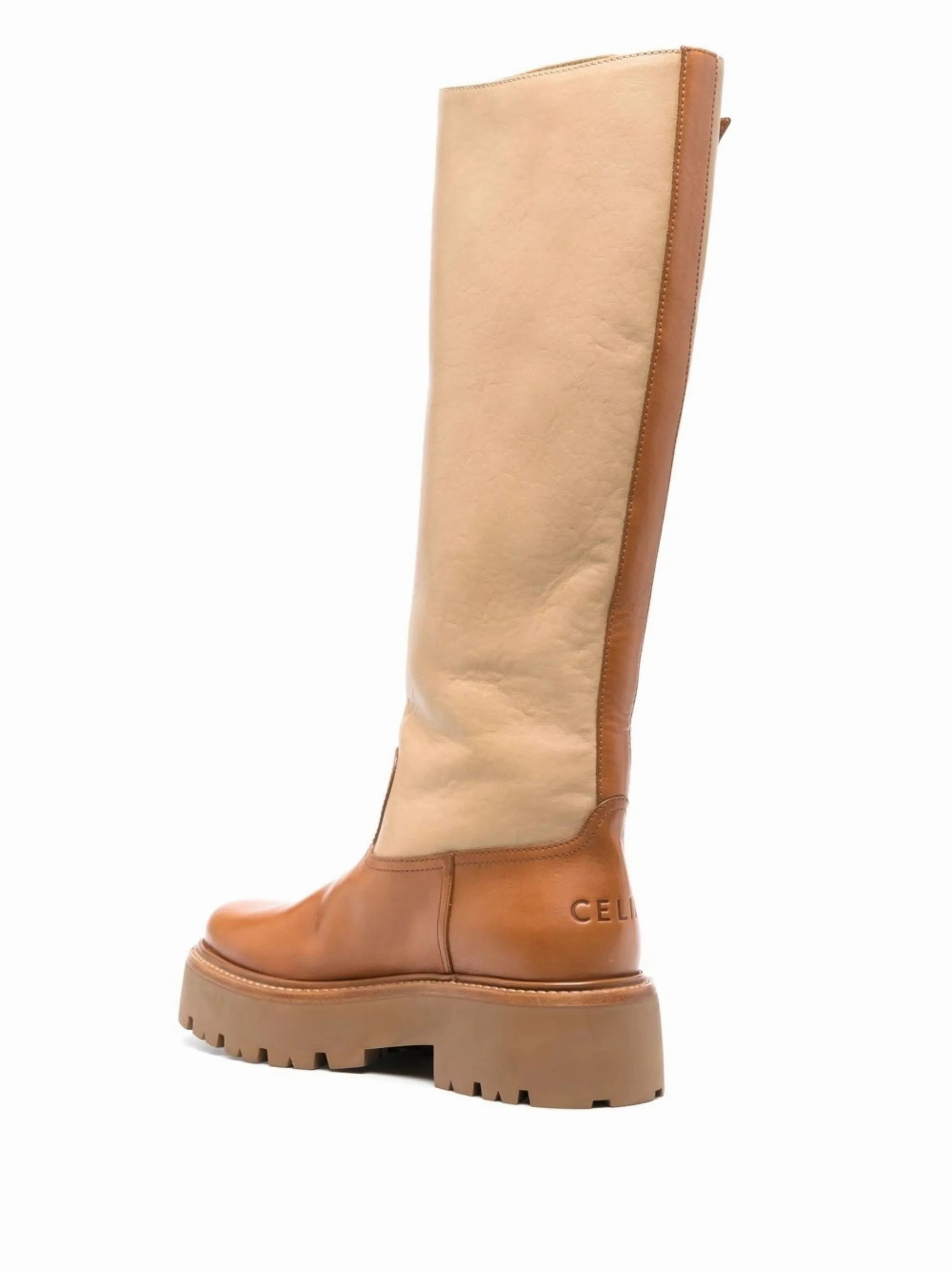 Buckled knee-high leather boots Pointed Toe Knee High Boots