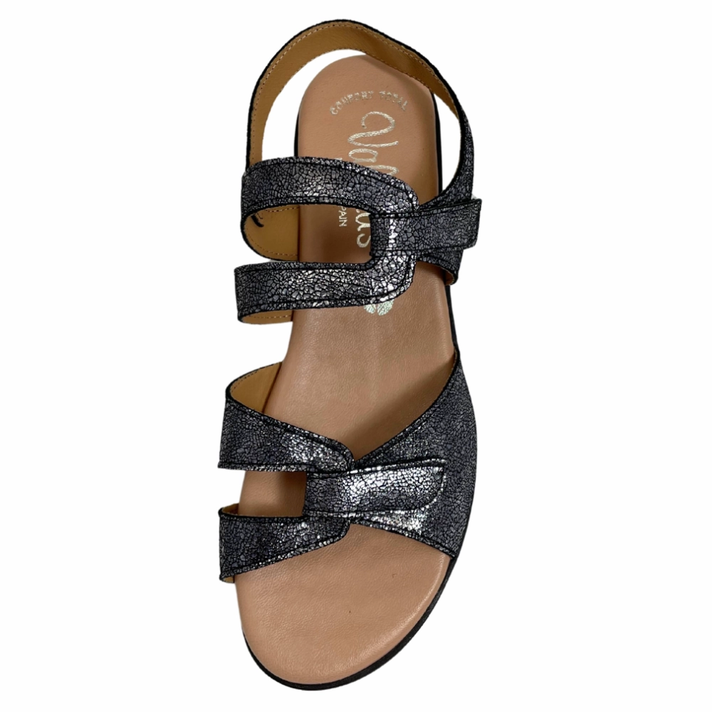 Ancient Sandals Valeria's Savanah Canvas Black Soft Leather Sandal (Women's)