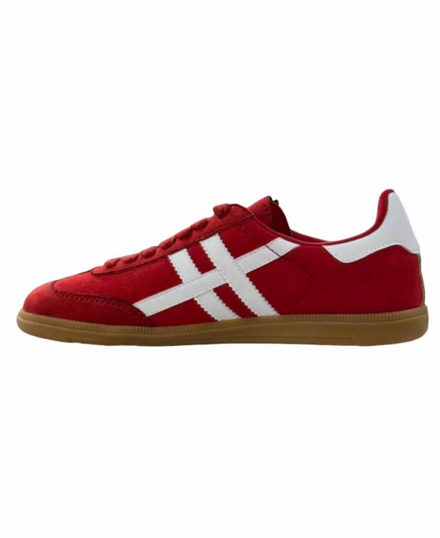 Women's Dakkah Retro Tennis Shoes In Red Old School Sneakers