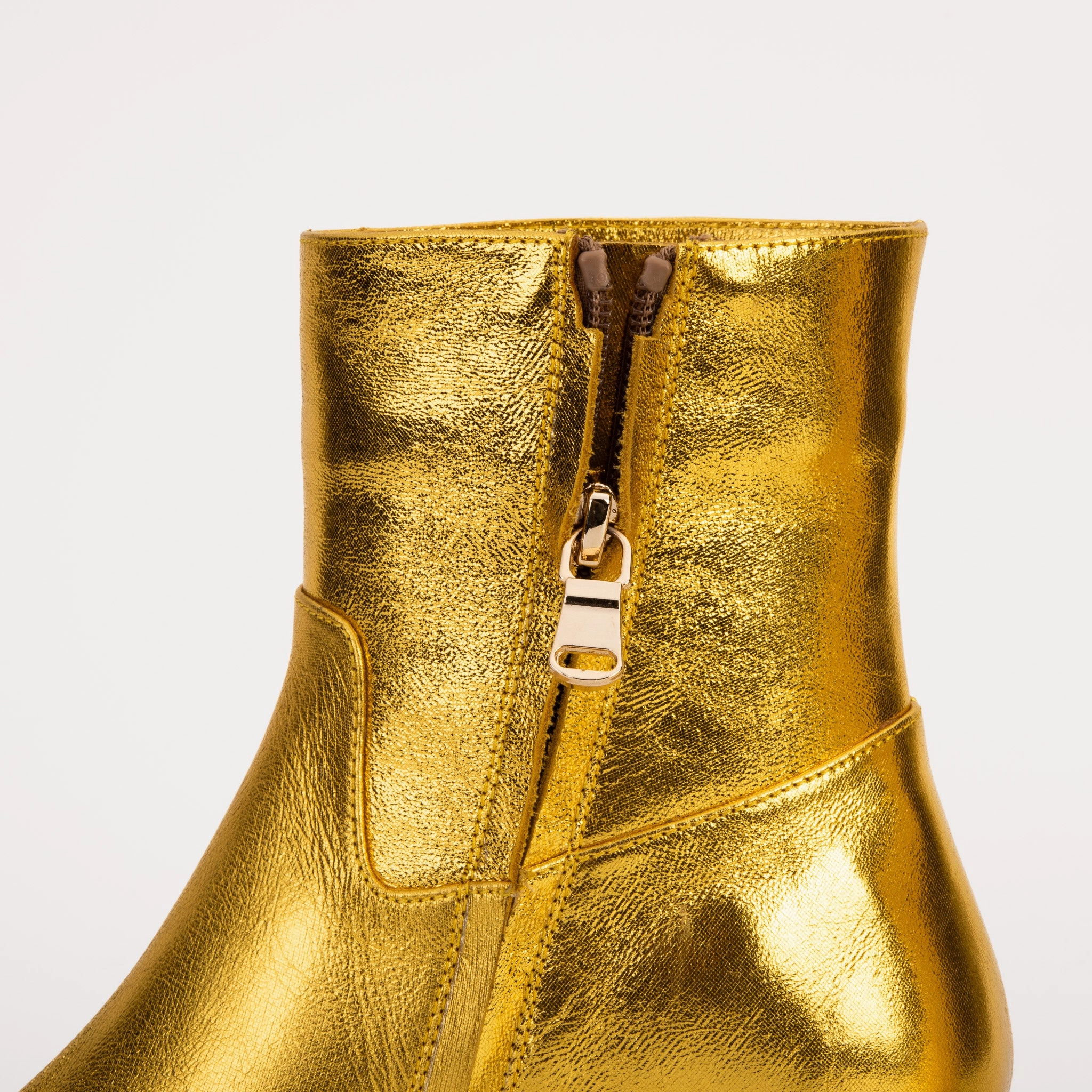 The Golden Glow Gold Leather Kitten Heel Women Boot Demonias Boots
